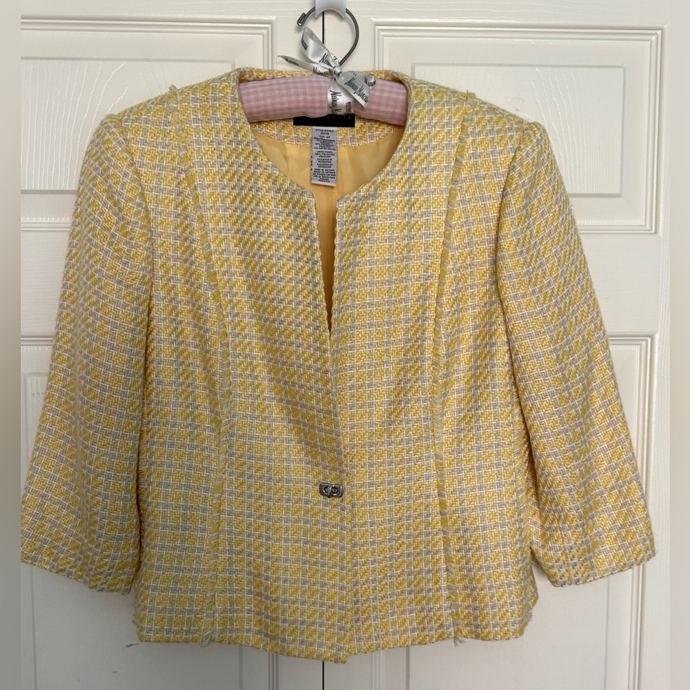 Sag Harbor Petite Yellow Lined Tweed Blazer-6P
